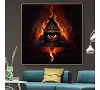 YUSUZHU Illuminati Pyramid with Eye Canvas Painting All Seeing Eye Posters Prints for Living Room Decor Art Wall Canvas Pictures 40x40cm Frame