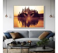 YUSUZHU Majestic Wolf Face, Double Exposure Forest Canvas, Nature Reflection Wall Art, Wildlife Painting Decor, Home Decor Print(50x75cm/Frameless)