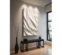 YUSUZHU Minimalist Irregular White Wave Style Modern D Textured Painting Abstract Wall Art Canvas Prints Posters for Home Decor 80x120cm Frameless