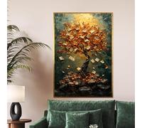 YUSUZHU Money Tree Canvas, Prosperity Tree Art, Financial Wall Art, Abstract Canvas Design, Riches Posters, Canvas Art Painting(21x30cm/Frameless)