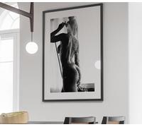 YUSUZHU Naked Woman in Bath Canvas Print, Black and White, Sexy Wall Art Painting, Feminist Poster, Teen Girls Bathroom Pictures 40x60cm Withframe