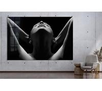 YUSUZHU Naked Woman Photo Tempered Glass Wall Art Painting | Modern Nude Decor for Bedroom Pictures | Feminine Posters and Prints 60x80cm Withframe