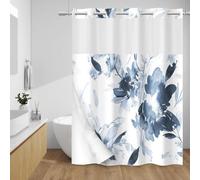 YUSUZHU No Hook Shower Curtain Fabric Waterproof Inner Liner, Plants Watercolor Green Eucalyptus Leaves Farmhouse Cloth Shower 92x182cm/36x72in