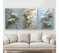 YUSUZHU Nordic White Butterfly Paintings Flowers Posters and Prints, Canvas Mural,Wall Art Pictures for Living Room Home Decor 30x50cmx3 Withframe
