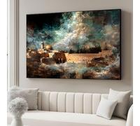 YUSUZHU Old City Wall Canvas, Dome of the Rock Painting, Historic Landmark Wall Decor, Vintage Landscape,Canvas Art Architecture(60x90cm/Inner frame)