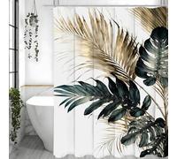 YUSUZHU Palm Leaf Shower Curtain,Floral Botanical Tropical Plant Art Deco Bathroom Decor Shower Curtain,Waterproof with 12 Hooks(280x200cm/110x79in(WxH)/Color)