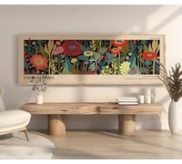 YUSUZHU Panoramic Japanese Landscape Poster: Abstract Japandi Inspired by Yayoi Kusama, Large Canvas Wall Art Painting Pictures(60x180cm/Frameless)