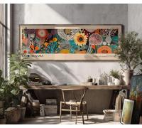 YUSUZHU Panoramic Yayoi Kusama Canvas Wall Art: Large Japandi Prints for Above Sofa or Bed for Living Room Home Decor Pictures(50x150cm/Inner Frame)