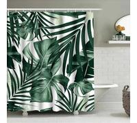 YUSUZHU Tropical Green Leaves Shower Curtain Waterproof Fabric Bathroom Decor Greenery Print Bath Mat Home Décor Shade Opaque 89x183cm/35x72in(WxH)