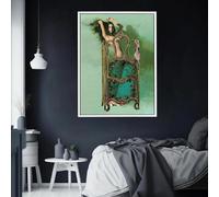 YUSUZHU Vintage Art Nude Woman Art Canvas - Woman Behind Floral Screen, Classic Feminine Wall Prints Posters, Photo Art Painting 21x30cm Frameless