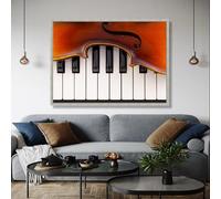 YUSUZHU Violin Or Piano Keys Canvas, Musical Instrument Wall Art, Classical Music Decor, Home Music Room Canvas Painting Print(60x80cm/Frameless)