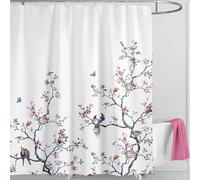 YUSUZHU White Bird Extra Long Shower Curtain Drop Floral Butterfly Fabric Bathroom Proof Spring Washable Shower Curtain With 12 Hooks 91x210cm/36x83in