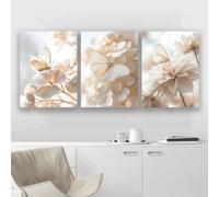 YUSUZHU White Butterfly Paintings Flowers Posters and Prints, Canvas Art Mural,Wall Pictures for Living Room Nordic Home Decor 70x100cmx3 Frameless