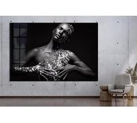 YUSUZHU Woman Canvas Print, Tempered Glass Wall Art | Modern Nude Decor for Bedroom or Studio | Painting Art, Canvas Pictures 50x70cm Withframe