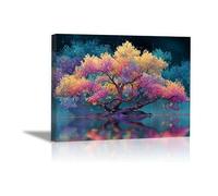 YUSUZHU (Yellow) Tree Of Life Painting Abstract Illusion Tree Panoramic Canvas Prints Pictures For Bedroom Home Office Wall Decor(60x90cm/Frameless)