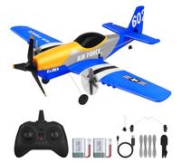 yusvwkj RC Plane,3 Channel 2.4GHz RC Airplane P51D Mustang Fighter Toys with 2 Batteries, Remote Control Airplane, Easy to Fly for Beginners Adults Kids