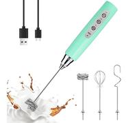 YUSWKO Baby Blue Handheld Milk Frother Wand for Coffee, Rechargeable Electric Whisk with 3 Heads 3 Speeds Drink Mixer Coffee Frother for Latte, Cappuccino, Hot Chocolate, Egg