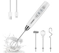 YUSWKO Rechargeable Milk Frother, Handheld Electric Frother Wand with 3 Speeds 3 Detachable Stainless Steel Drink Mixer for Coffee Lattes, Cappuccino, Egg