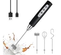 YUSWKO Rechargeable Milk Frother, Handheld Electric Frother Wand with 3 Speeds 3 Detachable Stainless Steel Drink Mixer for Coffee Lattes, Cappuccino, Egg