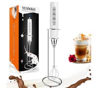 YUSWKO Rechargeable Milk Frother, Handheld Electric Frother Wand with 3 Speeds 3 Detachable Stainless Steel Drink Mixer for Coffee Lattes, Cappuccino, Egg