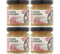 Yutaka - Sushi Ginger, Pickled Ginger Slices - 120g x 4 Pack - Sweet & Mild, 100% Natural, Vegan-Friendly, Perfect for Sushi, Sashimi and Asian Cuisine, No Artificial Colours or Preservatives
