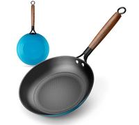 YUTANN Cast Iron Pan 24 cm, Frying Pan Made of Solid Cast Iron, Pre-Seasoned and Even Heat Distribution for Induction, Suitable for Gas Electric Hobs, PFOA-Free, Natural Non-Stick Effect