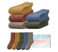 Yutdeng 5 Pairs Multicolor Womens Cotton Socks Thermal Thick Warm Winter Socks Cozy Boot Socks for Hiking Walking Work with Xmas Gift Box