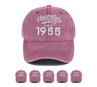 Yutdeng Baseball Cap for Men Women Cotton Adjustable Hat Unisex Vintage Trucker Hat Peaked Cap Embroidered Snapback Cap Casual Baseball Cap Sun Visor Hat Birthday Gifts for Dad, Grandad,Wine Red-70th