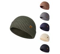 Yutdeng Beanie Hat for Men Women Fisherman Trawler Beanie Knitted Cuffed Cap Thermal Winter Hats Unisex,Dark Green