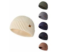Yutdeng Beanie Hat Men Thermal Warm Winter Hats Classic Soft Knitted Cuffed Beanies Fisherman Beanie Skullcap Trawler Beanies Cap Outdoors Gifts for Men Women,Beige,One Size