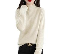 Yutdeng Cashmere Jumpers Sweaters for Women UK Ladies Turtle Neck Tops Long Sleeve Soft Warm Pullover Knitted Jumper Thick Loose Casual Tops for Autumn Winter,White,S