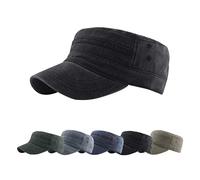 Yutdeng Cotton Flat Cap Men's Military Cap Classic Army Cap Unique Design Vintage Caps Black