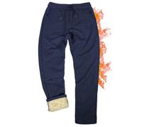 Yutdeng Men's Winter Thermal Thick Warm Fleece Sherpa Lined Trousers Sweatpants Active Pants Men's Jogger Bottoms with Pockets Plush Fleece Lined Tracksuit Pants Elasticated Straight Leg,Navy,S