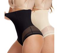 Yutdeng Shapewear for women Seamless Tummy Control Knickers High Waisted Shapewear Underwear Compression Body Shaping Briefs Breathable Butt Lifter Slimming Panties,Beige+Black,M