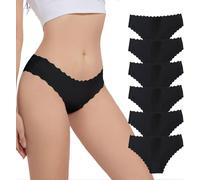 Yutdeng Womens Knickers Seamless Underwear Ladies Invisible Stretch Panties Comfort Low Rise Hipster Briefs Breathable Knickers Multipack Cool Brief 6 Pack,#A 6pcs Black,L