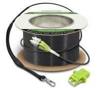 YUTIANHOME 30m/100ft OM5 Multimode Armored LC to LC Fiber Optic Patch Cord, 40Gb 100Gb Duplex Wideband MMF Jumper, 50/125, Indoor/Outdoor, LC-LC with Pulling Eye Kit Installed on one end