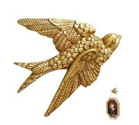 YUTICAT Vintage Swallow Wall Art, Gold European Resin Antique Wall Sculpture, 3D Flying Bird Ornament for Home Bedroom Decor (large)
