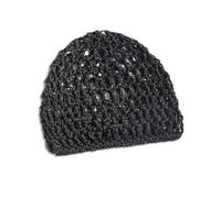 YUTNGYNG Elegant Knit Hat with Hollowout Design Handmade Crochet Skull Hair Net for Outdoor Travel Party Occasion Sleep Wear Crochet Net for Women Black