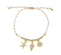YUTNGYNG Oceanics Inspire Ceramic Starfishes Adjustable Braided Cord Jewelry With Shell Fish Charm Beach Accessory Ceramic Bead Rope