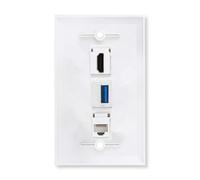 YUTNGYNG RJ45 USB3.0 Cat6 Wall Plate 3 Port Outlet For Fast Speed Data Transfer And Easy Installation Home Or Office