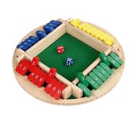 YUTNGYNG Shut The Box Dice Game,Multi Functional Four Color Flipping Wooden Disk,Wooden Board Table Math Games For Adults,Math Strategy Game Tabletop Version Games For Home Party And Pub