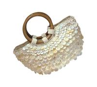 YUTNGYNG Single-sided Beaded Shell Top Handbag, Shell Evening Purse, Beach Tote Bag Clutch For Women Travel Wedding Party Vacation