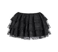 YUTNGYNG Steampunk Victorians Short Skirt for Women Lace Multi Layering Tiered Skirt for Halloween Raves Party Outfit Black