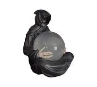 YUTNGYNG The Death God's Crystal Ball,Resins Death God Sculpture With Flying Bats,Crystal Ball Halloween Decors For Home Party Collectible Ornament,Halloween Horror Collectibles