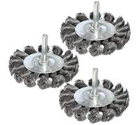 Yutnqin 3PCS 3 Inch Knotted Alloy Steel Wire Wheel Brushes Kit for Drill with 1/4-Inch Shank, Coarse Bristles, Perfect for Rust, Corrosion and Paint Removal