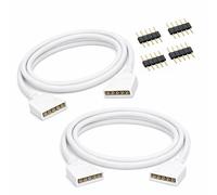 YUTOKEER 5 Pin RGBW LED Extension Cable 2m, 2.54mm Pitch LED Strip Connector Wire with 4pcs Male Pins, Plug & Play LED Strip Extension Lead, 2 Pack