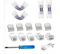 YUTOKEER 5pcs 5-Pin 10mm RGBW LED Strip to Wire/Strip to Strip Connector Unwired Clips Solderless Adapter Terminal Extension Connection,4pcs L-Shaped Connectors for LED Strip Lights 12V 24V