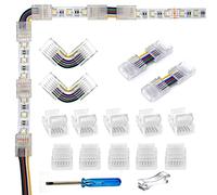 YUTOKEER 6-Pin 12 mm RGBWW LED Strip for Wire/Strip for Strip, Plug, Unwired Clips, Solderless Adapter, Terminal Extension Connector, 2 Pieces L-Shape/H-Shape Plug for LED Lights, 12 V, 24 V