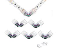 YUTOKEER LED Connector 5-Pin 12mm RGBW LED Strip to Strip Connector Unwired Clips Solderless Adapter Terminal Extension Connection,L-Shape Connectors for RGBW 5Pin LED Lights 12-24V 5-PCS