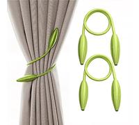 YUTOU 2 Pack Green Oval Shape Metallic Curtain Clips Rope Holdbacks Modern Simple Style Drape Tie Backs for Curtains and Home Office Hotel Window Creative Decoration